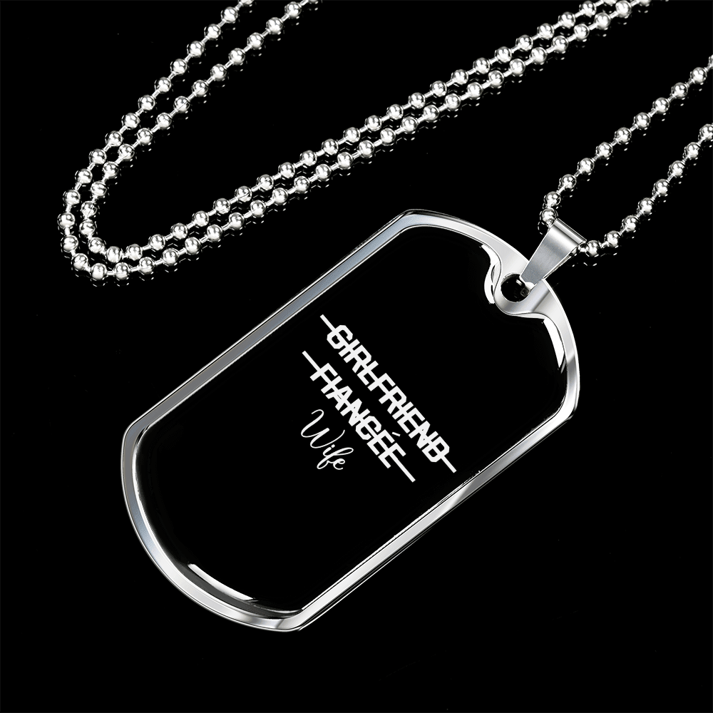 To My Girlfriend Girlfriend Fiance Wife Transparent Necklace Stainless Steel or 18k Gold Dog Tag 24" Chain - Luxury Love Messages Dog Tag Gifts For Man, Woman