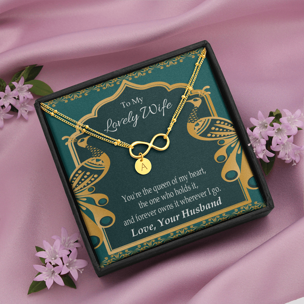 To My Wife To My Lovely Wife Infinity Bracelet With Initial Charms - Infinity Bracelet