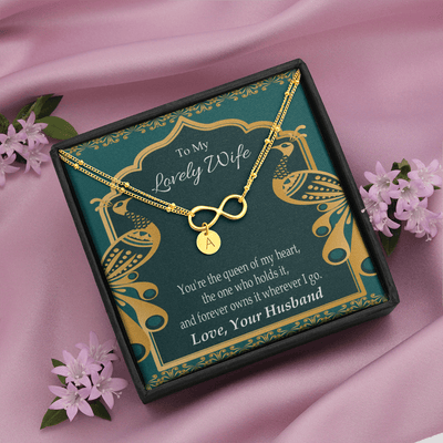 To My Wife To My Lovely Wife Infinity Bracelet With Initial Charms - Infinity Bracelet