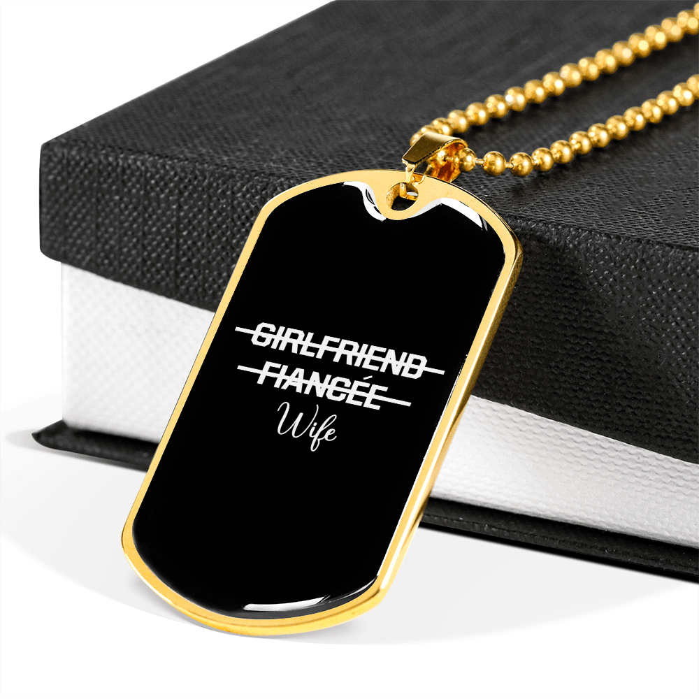 To My Girlfriend Girlfriend Fiance Wife Transparent Necklace Stainless Steel or 18k Gold Dog Tag 24" Chain - Luxury Love Messages Dog Tag Gifts For Man, Woman
