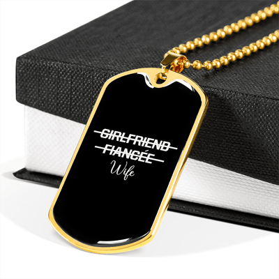To My Girlfriend Girlfriend Fiance Wife Transparent Necklace Stainless Steel or 18k Gold Dog Tag 24" Chain - Luxury Love Messages Dog Tag Gifts For Man, Woman
