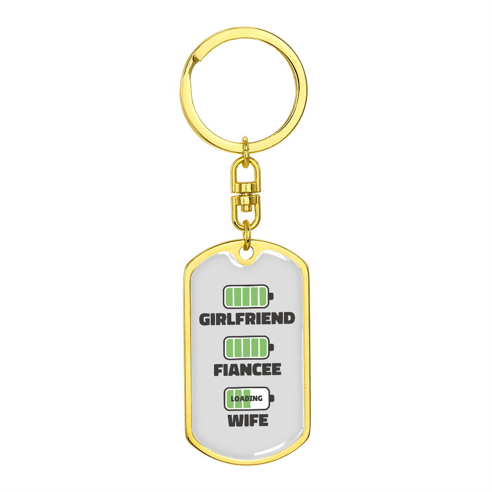 To My Wife  Girlfriend Fiancee Wife Charger Keychain Stainless Steel or 18k Gold Dog Tag Keyring - Dog Tag with Swivel Keychain