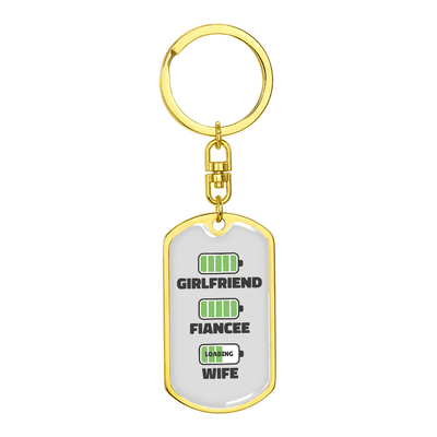To My Wife  Girlfriend Fiancee Wife Charger Keychain Stainless Steel or 18k Gold Dog Tag Keyring - Dog Tag with Swivel Keychain