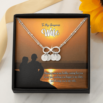 To My Wife Missing You Infinity Bracelet With Initial Charms - Infinity Bracelet