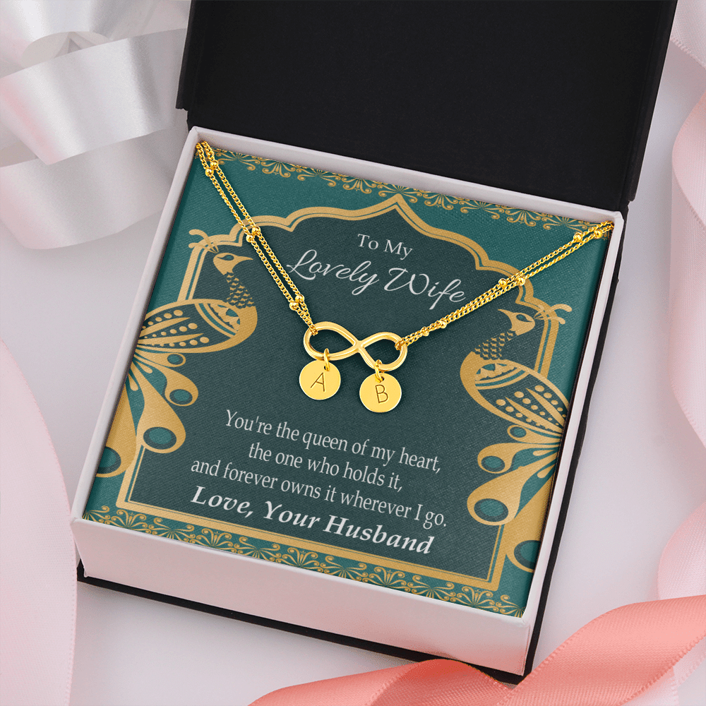 To My Wife To My Lovely Wife Infinity Bracelet With Initial Charms - Infinity Bracelet