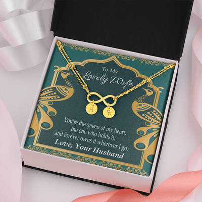 To My Wife To My Lovely Wife Infinity Bracelet With Initial Charms - Infinity Bracelet