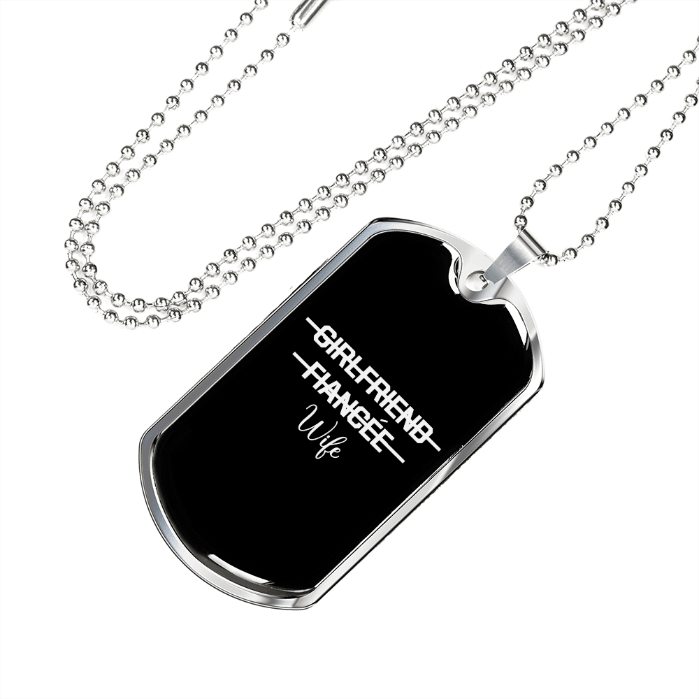 To My Girlfriend Girlfriend Fiance Wife Transparent Necklace Stainless Steel or 18k Gold Dog Tag 24" Chain - Luxury Love Messages Dog Tag Gifts For Man, Woman