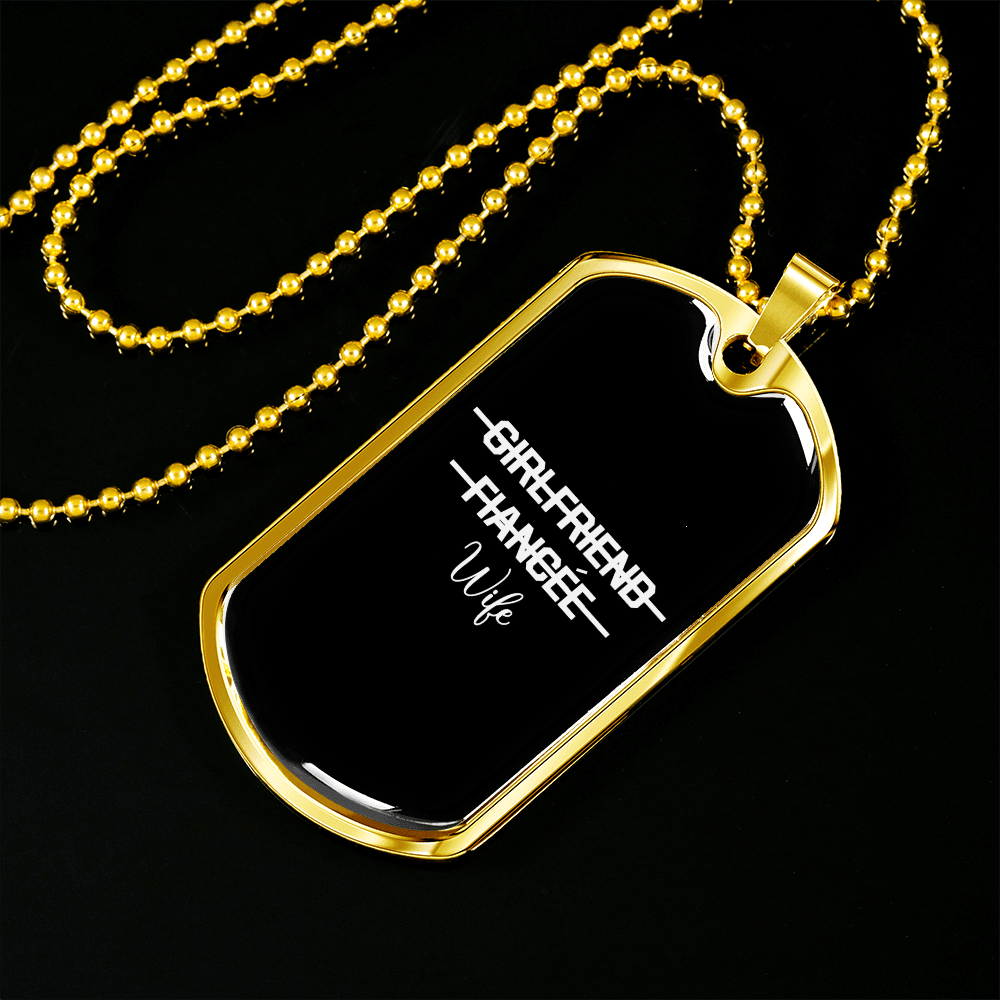 To My Girlfriend Girlfriend Fiance Wife Transparent Necklace Stainless Steel or 18k Gold Dog Tag 24" Chain - Luxury Love Messages Dog Tag Gifts For Man, Woman