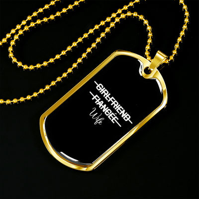 To My Girlfriend Girlfriend Fiance Wife Transparent Necklace Stainless Steel or 18k Gold Dog Tag 24" Chain - Luxury Love Messages Dog Tag Gifts For Man, Woman