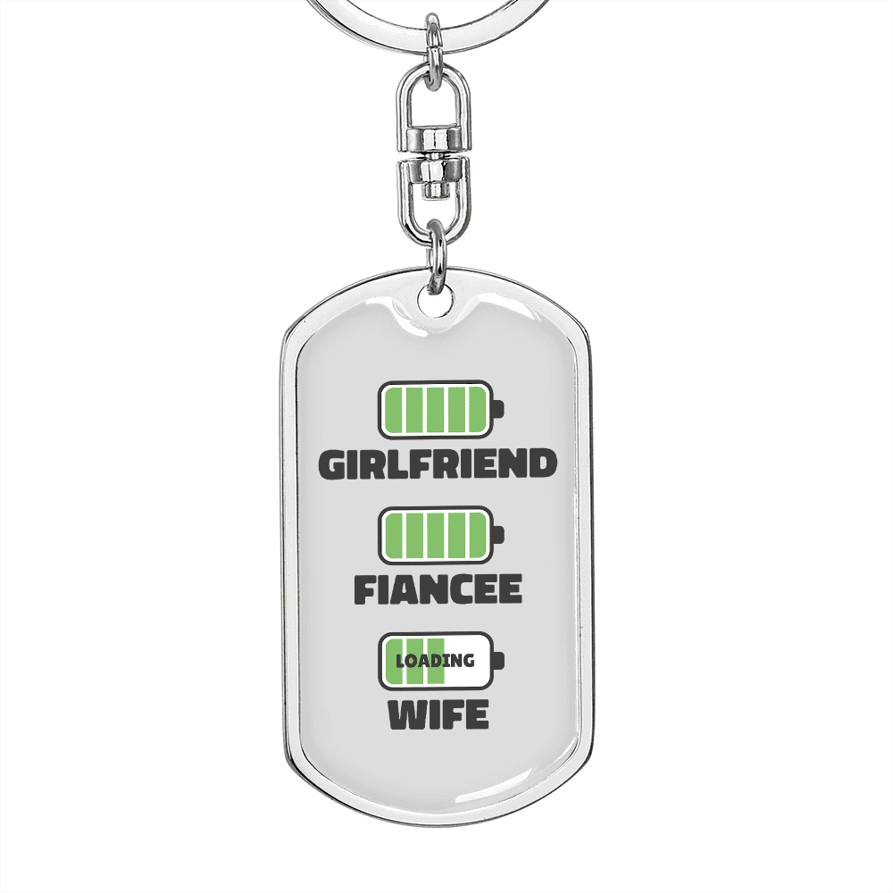 To My Wife  Girlfriend Fiancee Wife Charger Keychain Stainless Steel or 18k Gold Dog Tag Keyring - Dog Tag with Swivel Keychain