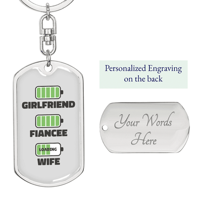 To My Wife  Girlfriend Fiancee Wife Charger Keychain Stainless Steel or 18k Gold Dog Tag Keyring - Dog Tag with Swivel Keychain