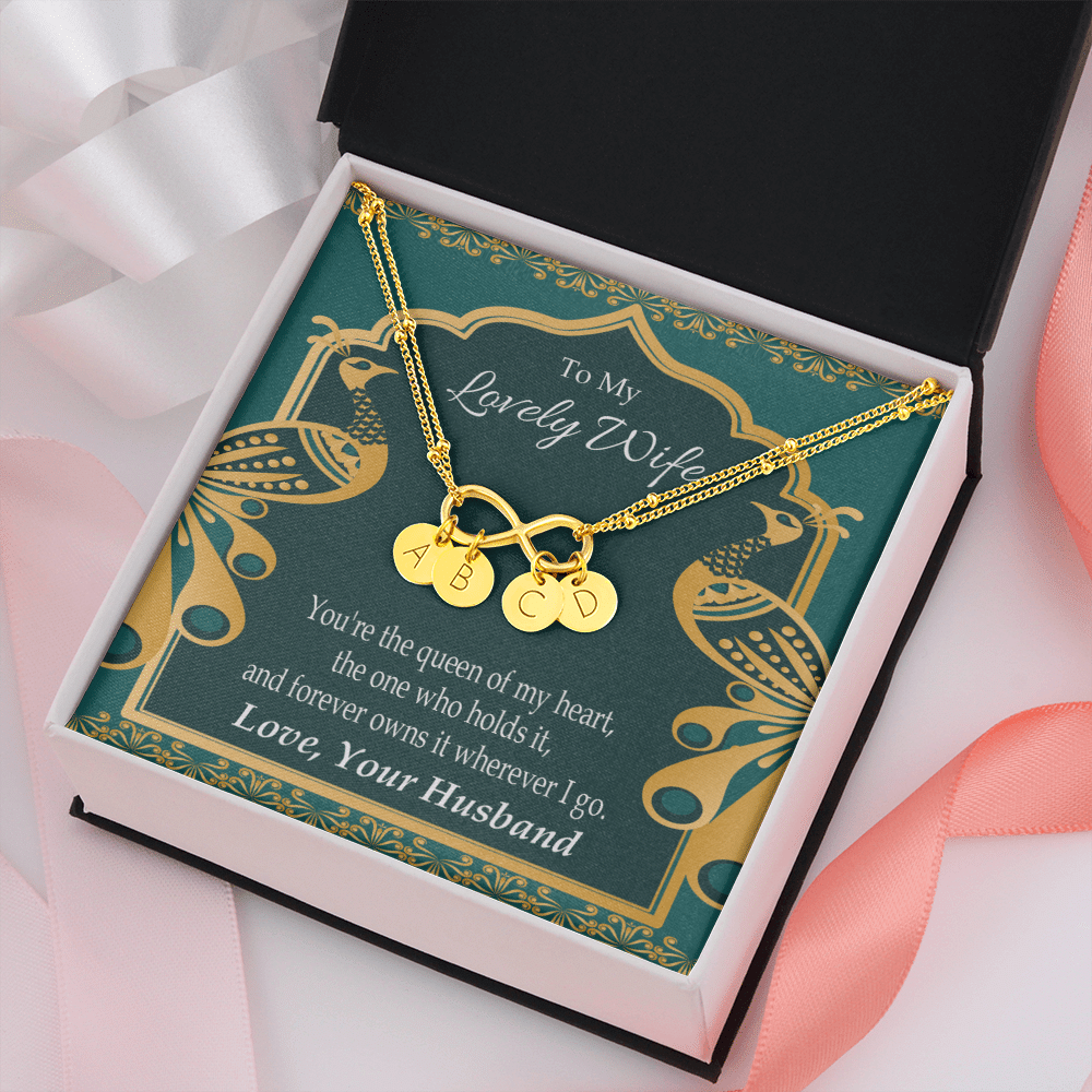 To My Wife To My Lovely Wife Infinity Bracelet With Initial Charms - Infinity Bracelet