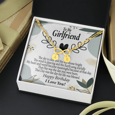 To My Girlfriend Birthday My World Infinity Bracelet With Initial Charms - Infinity Bracelet