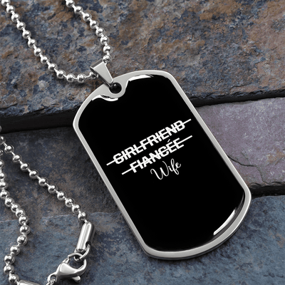 To My Girlfriend Girlfriend Fiance Wife Transparent Necklace Stainless Steel or 18k Gold Dog Tag 24" Chain - Luxury Love Messages Dog Tag Gifts For Man, Woman