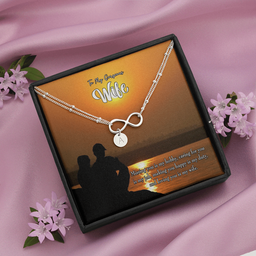 To My Wife Missing You Infinity Bracelet With Initial Charms - Infinity Bracelet