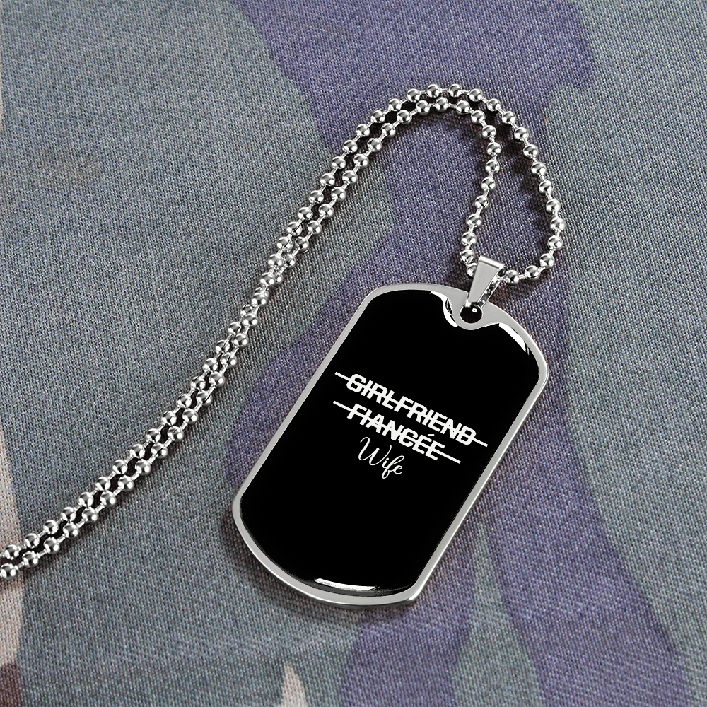 To My Girlfriend Girlfriend Fiance Wife Transparent Necklace Stainless Steel or 18k Gold Dog Tag 24" Chain - Luxury Love Messages Dog Tag Gifts For Man, Woman