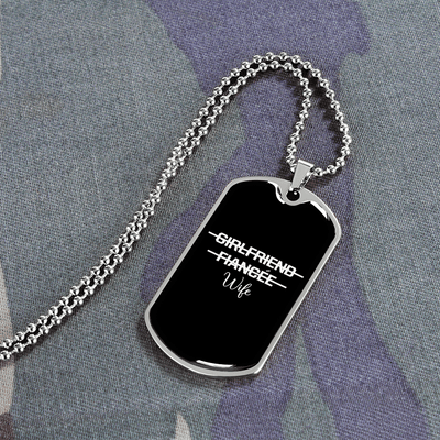 To My Girlfriend Girlfriend Fiance Wife Transparent Necklace Stainless Steel or 18k Gold Dog Tag 24" Chain - Luxury Love Messages Dog Tag Gifts For Man, Woman