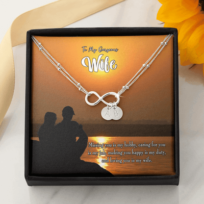 To My Wife Missing You Infinity Bracelet With Initial Charms - Infinity Bracelet