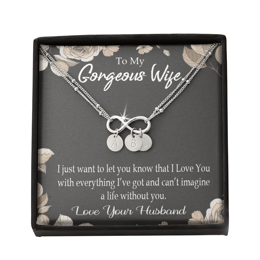 To My Wife Can�T Imagine A Life Without You Infinity Bracelet With Initial Charms - Infinity Bracelet
