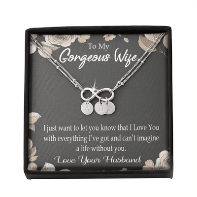 To My Wife Can�T Imagine A Life Without You Infinity Bracelet With Initial Charms - Infinity Bracelet