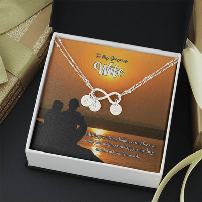 To My Wife Missing You Infinity Bracelet With Initial Charms - Infinity Bracelet