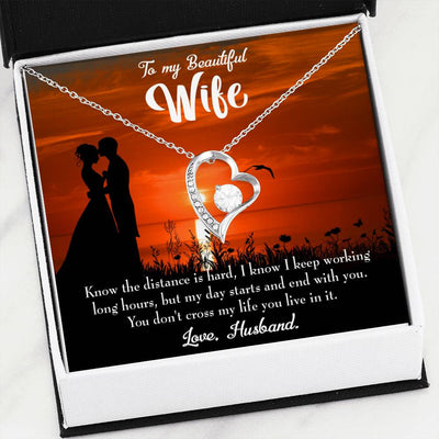 Gift For Wife Knowing The Distance Forever Love NecklaceHeart Pendant Stainless Steel or 18k Gold - Forever Love Necklace Gift Idea For Woman