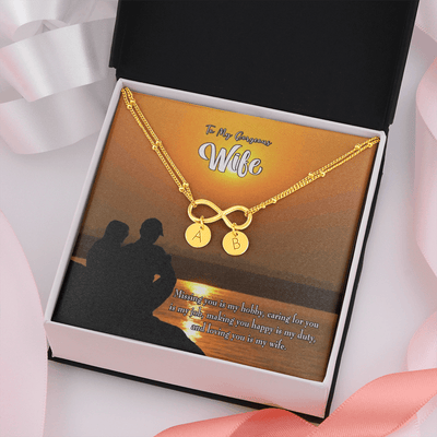 To My Wife Missing You Infinity Bracelet With Initial Charms - Infinity Bracelet