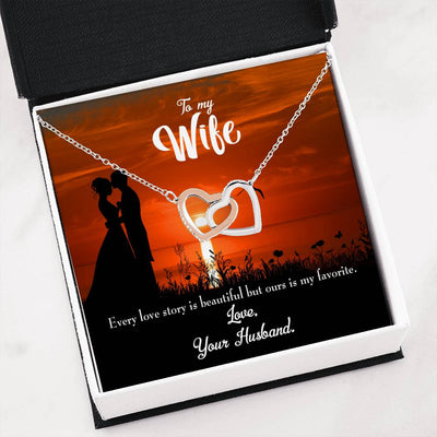 Wife Gift For Wife Birthday Wife Love Story Inseparable Love Pendant 18k Rose Gold Finish 16� - Interlocking Hearts Necklace