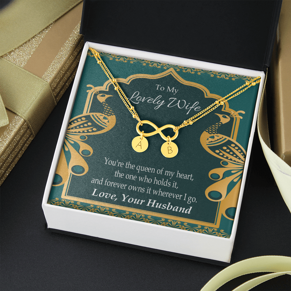 To My Wife To My Lovely Wife Infinity Bracelet With Initial Charms - Infinity Bracelet