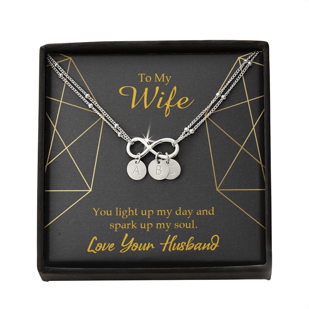 To My Wife You Light Up My Day Infinity Bracelet With Initial Charms - Infinity Bracelet