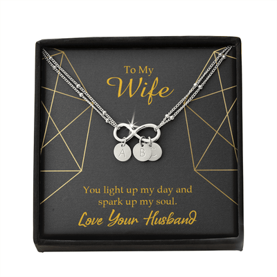 To My Wife You Light Up My Day Infinity Bracelet With Initial Charms - Infinity Bracelet