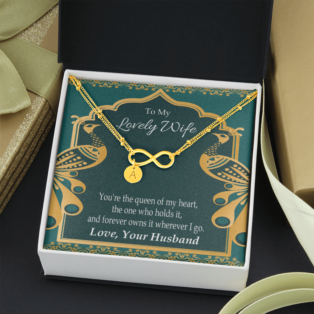 To My Wife To My Lovely Wife Infinity Bracelet With Initial Charms - Infinity Bracelet