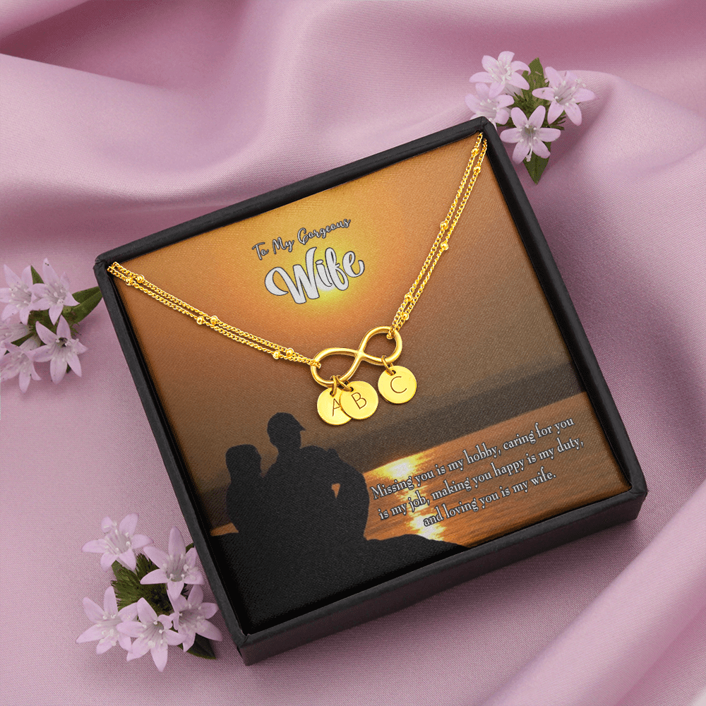 To My Wife Missing You Infinity Bracelet With Initial Charms - Infinity Bracelet