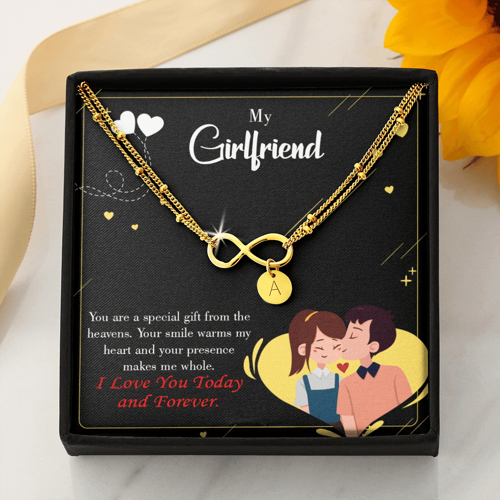 To My Girlfriend Today & Forever Infinity Bracelet With Initial Charms - Infinity Bracelet