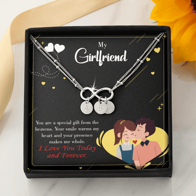 To My Girlfriend Today & Forever Infinity Bracelet With Initial Charms - Infinity Bracelet