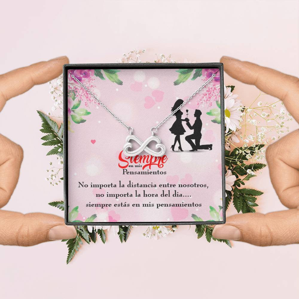 Siempre En Mis Pensamientos Spanish Necklace Infinity Pendant Stainless Steel Wife Gift - Infinity Love Necklace