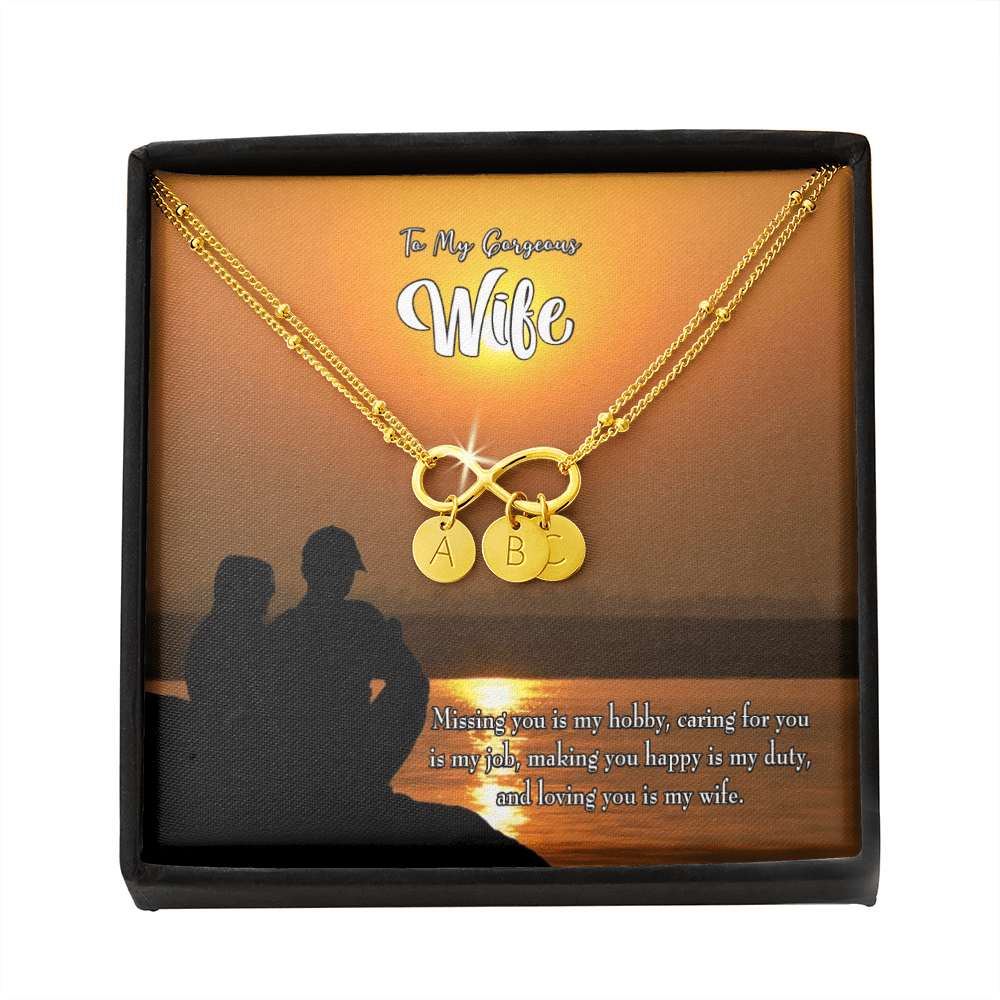To My Wife Missing You Infinity Bracelet With Initial Charms - Infinity Bracelet