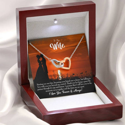 Wife Gift For Wife Birthday Always And Forever Inseparable Love Pendant 18k Rose Gold Finish 16� - Interlocking Hearts Necklace