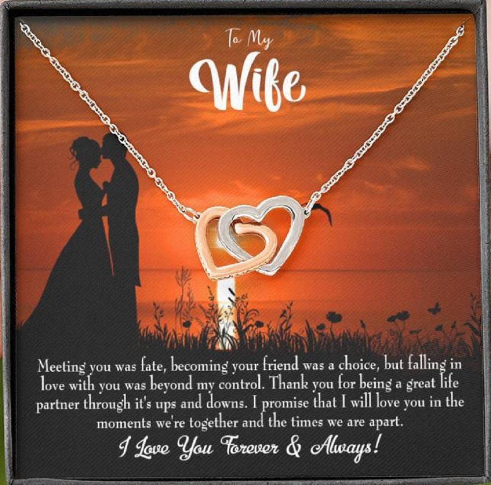 Wife Gift For Wife Birthday Always And Forever Inseparable Love Pendant 18k Rose Gold Finish 16� - Interlocking Hearts Necklace