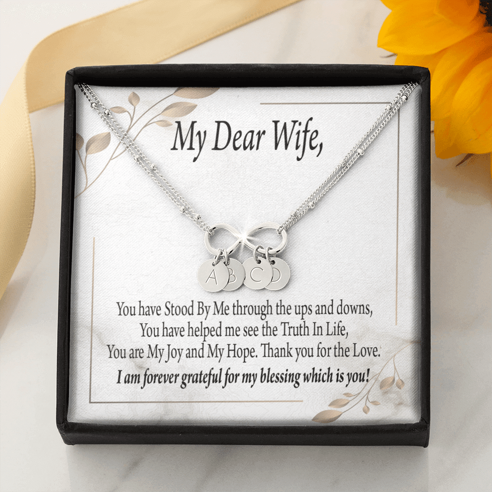 To My Wife My Dear Wife Infinity Bracelet With Initial Charms - Infinity Bracelet
