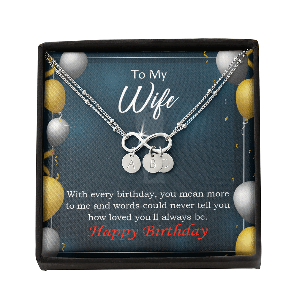 To My Wife Every Birthday Infinity Bracelet With Initial Charms - Infinity Bracelet