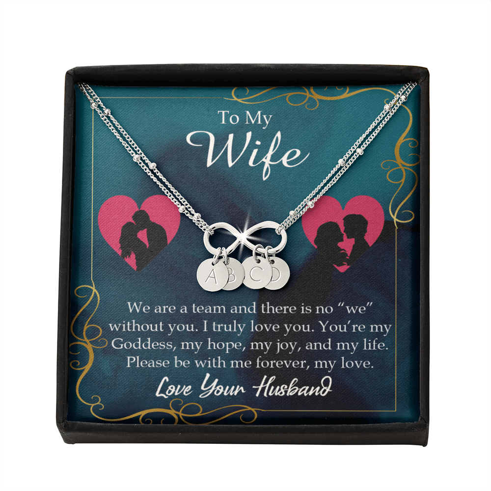 To My Wife We Are A Team Infinity Bracelet With Initial Charms - Infinity Bracelet