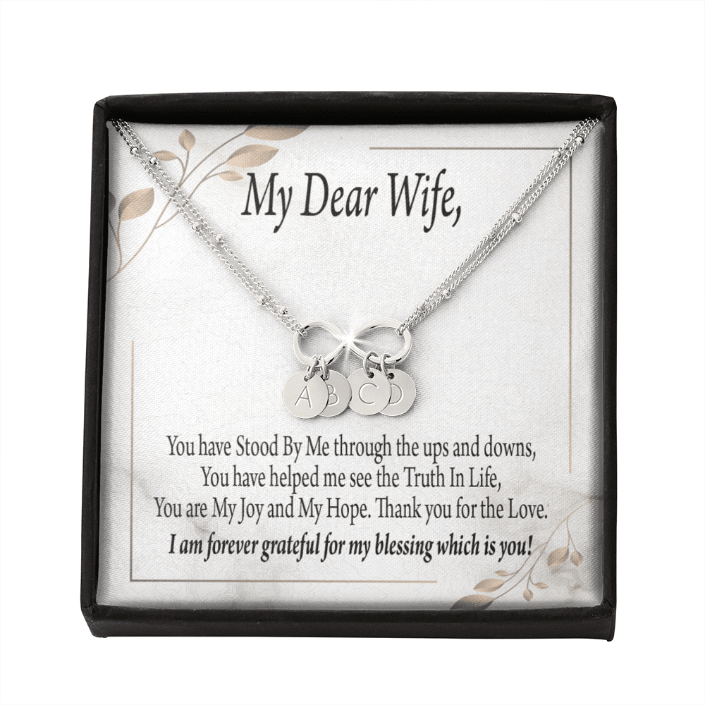 To My Wife My Dear Wife Infinity Bracelet With Initial Charms - Infinity Bracelet