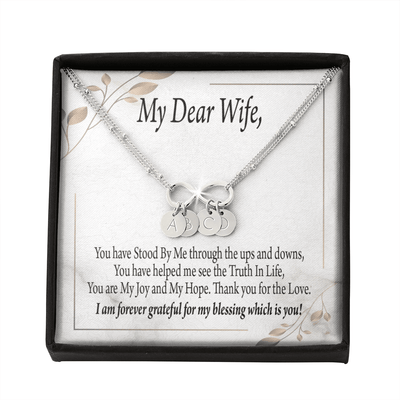 To My Wife My Dear Wife Infinity Bracelet With Initial Charms - Infinity Bracelet