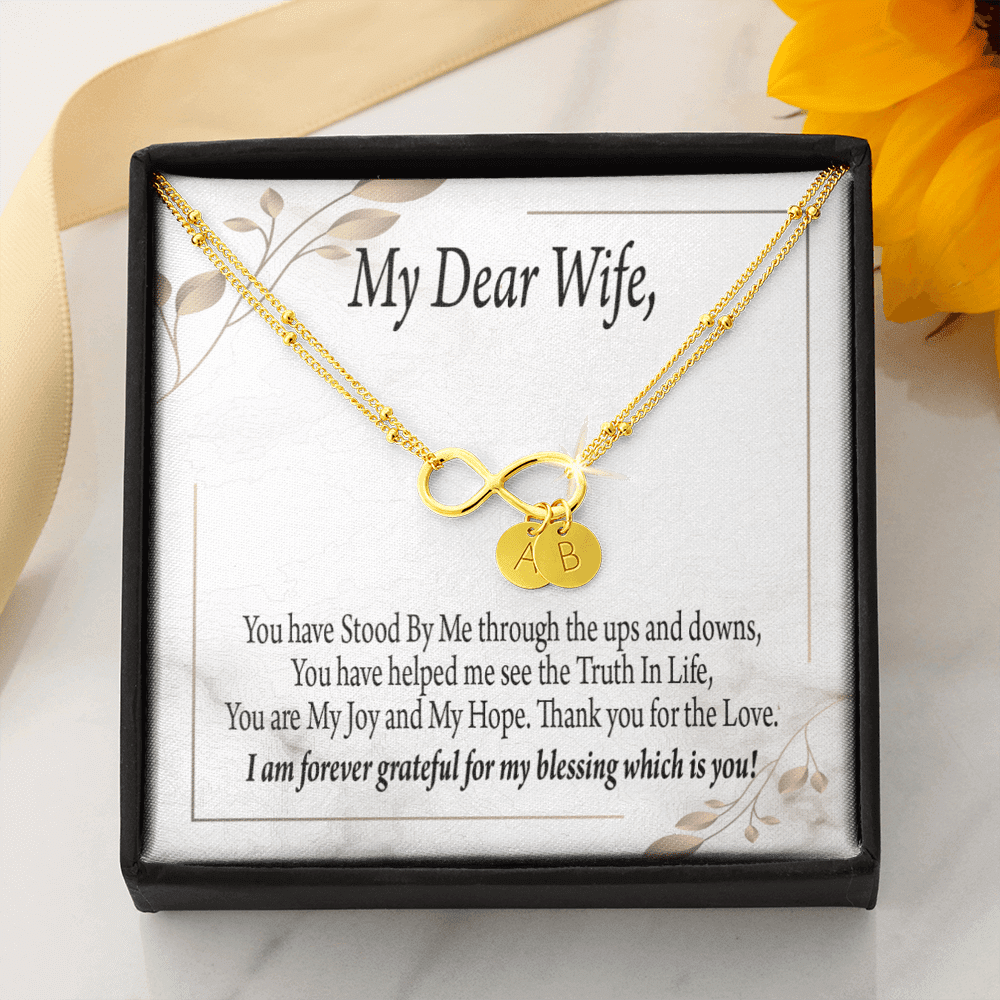 To My Wife My Dear Wife Infinity Bracelet With Initial Charms - Infinity Bracelet