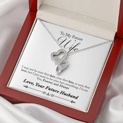To My Wife Forever And Always Double Hearts Necklace Message Card - Double Hearts Necklace