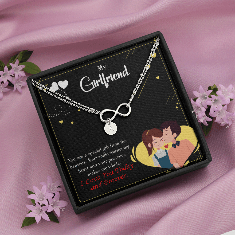 To My Girlfriend Today & Forever Infinity Bracelet With Initial Charms - Infinity Bracelet