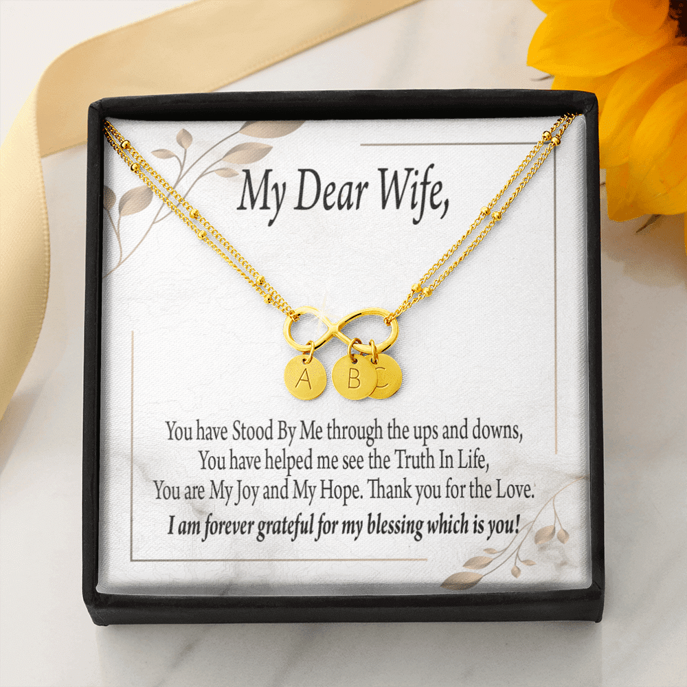 To My Wife My Dear Wife Infinity Bracelet With Initial Charms - Infinity Bracelet
