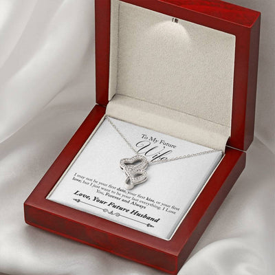 To My Wife Forever And Always Double Hearts Necklace Message Card - Double Hearts Necklace