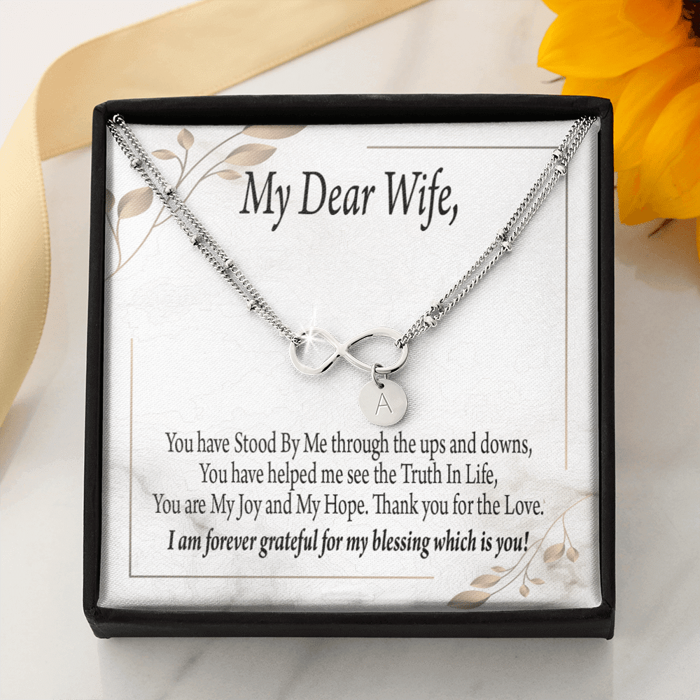 To My Wife My Dear Wife Infinity Bracelet With Initial Charms - Infinity Bracelet